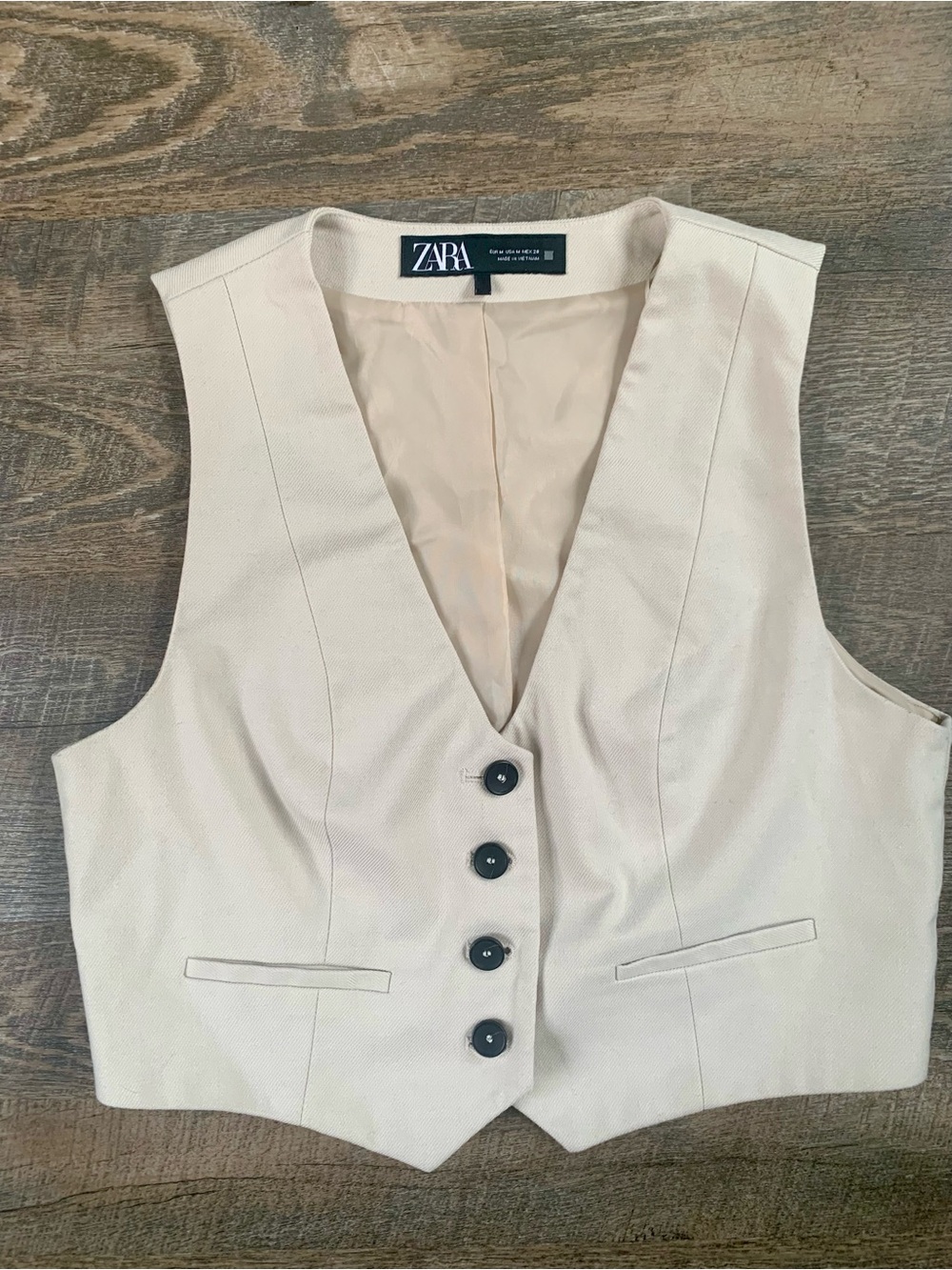 ZARA Office Siren Light Beige Women's Tailored Vest